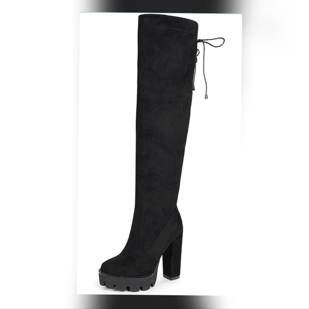 Size 10 Over the Knee Black Suede boots